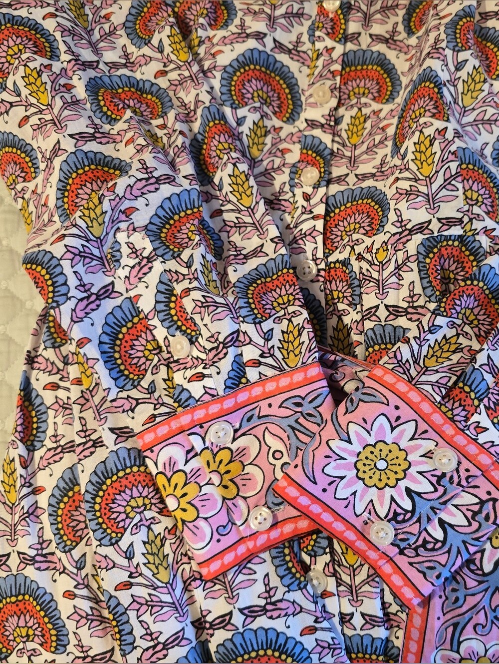 Boden Cotton Flo Cotton Midi Shirt Dress Passion Bud Size 8 - Picture 9 of 11